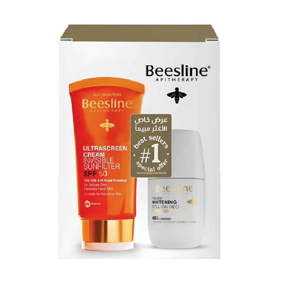 بيزلين كريم واقي شمس الترا سكرين انفزبل 60 مل + مزيل عرق رول من دون رائحة لتفتيح البشرة لمدة 48 ساعة 50 مل
