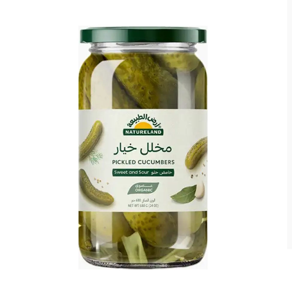 أرض الطبيعة مخلل خيار حامض حلو عضوي 680 جم