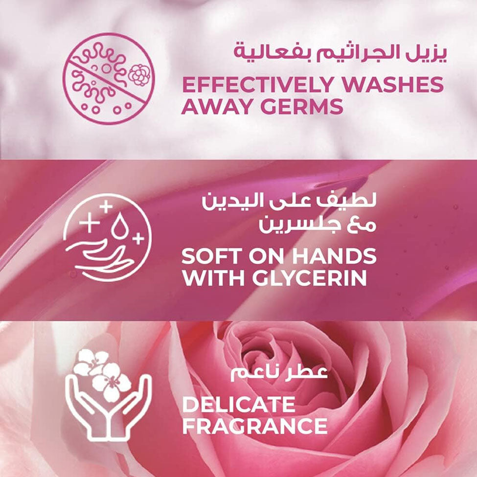 لوكس صابون سائل معطر لليدين برائحة الورد الناعم في عبوة إعادة تعبئة 1لتر
