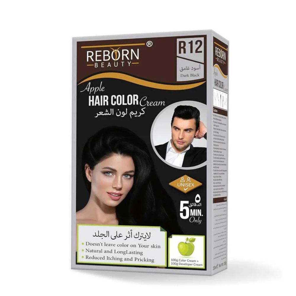 كريم تلوين الشعر بالتفاح الأسود الغامق R12 من ريبورن بيوتي