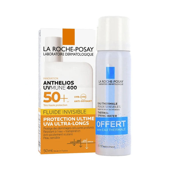 لاروش بوزيه أنثيليوس ملون SPF50 مع تونر وبخاخ مياه حرارية 50 مل
